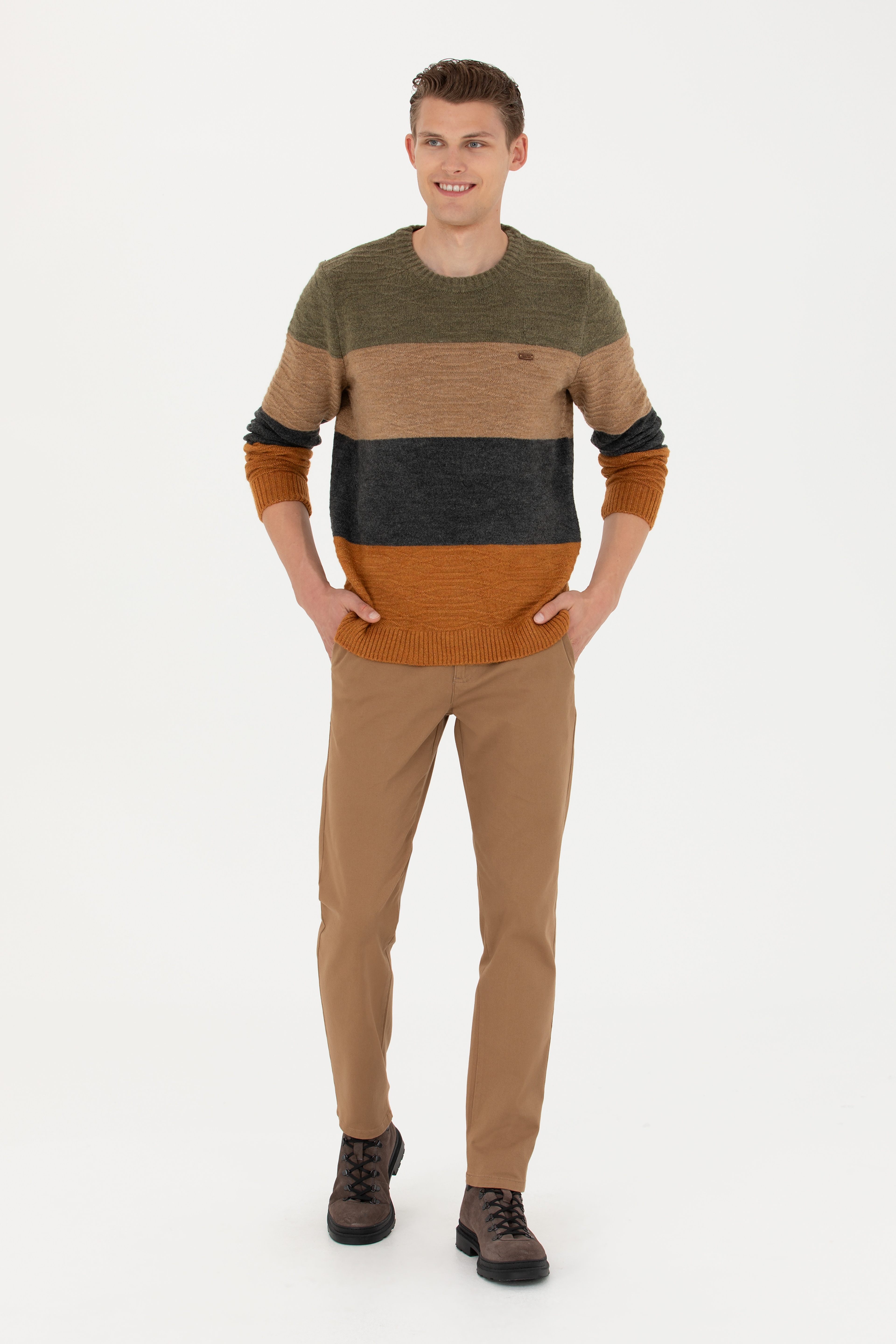 Erkek Slim Fit Camel Kanvas Pantolon - Image 3