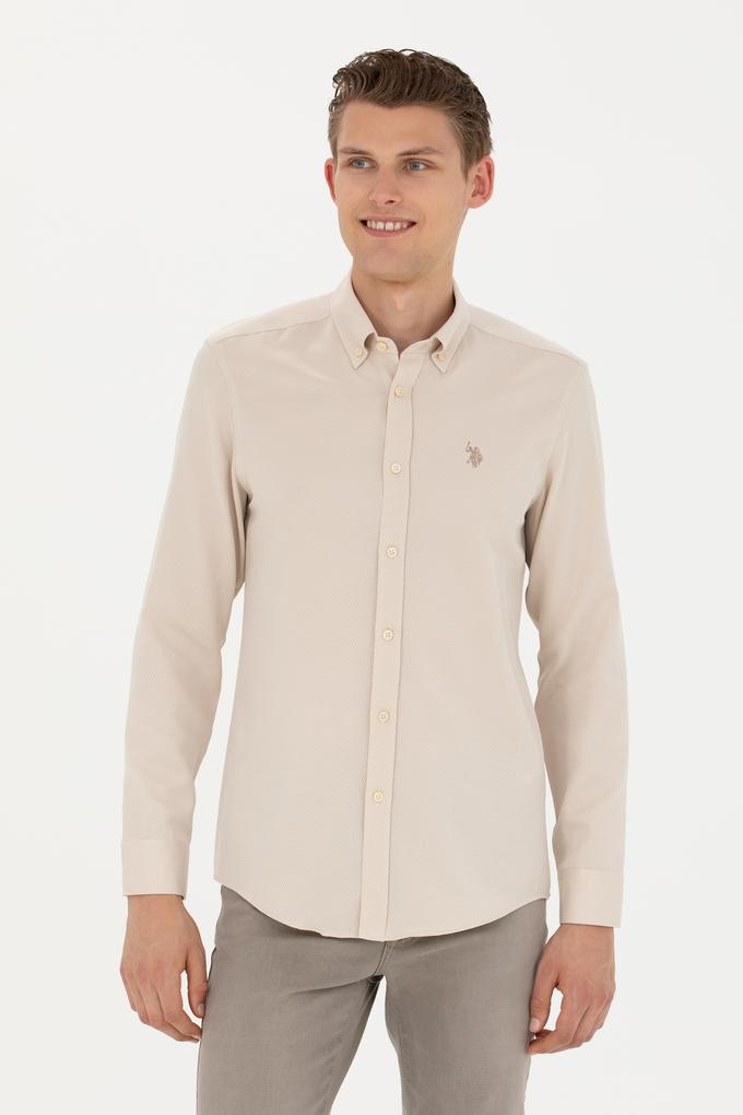 Erkek Kum Uzun Kollu Gömlek