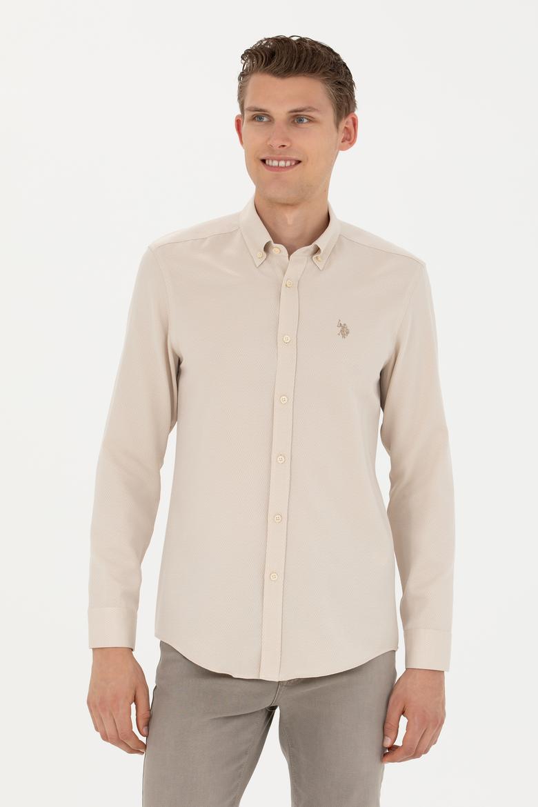 Erkek Kum Uzun Kollu Gömlek