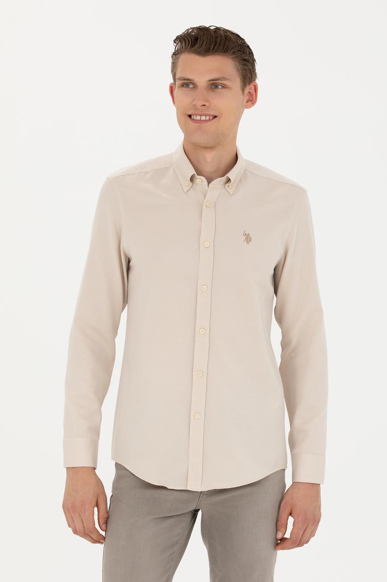 Erkek Kum Uzun Kollu Gömlek