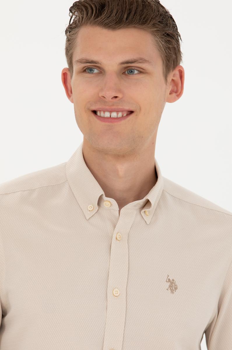 Erkek Kum Uzun Kollu Gömlek