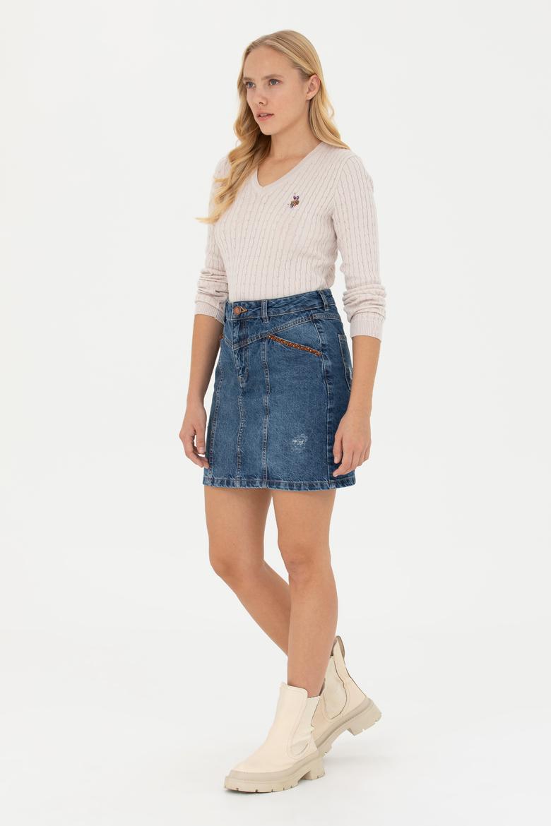 Kadın Mavi Jean Etek - 50271180003