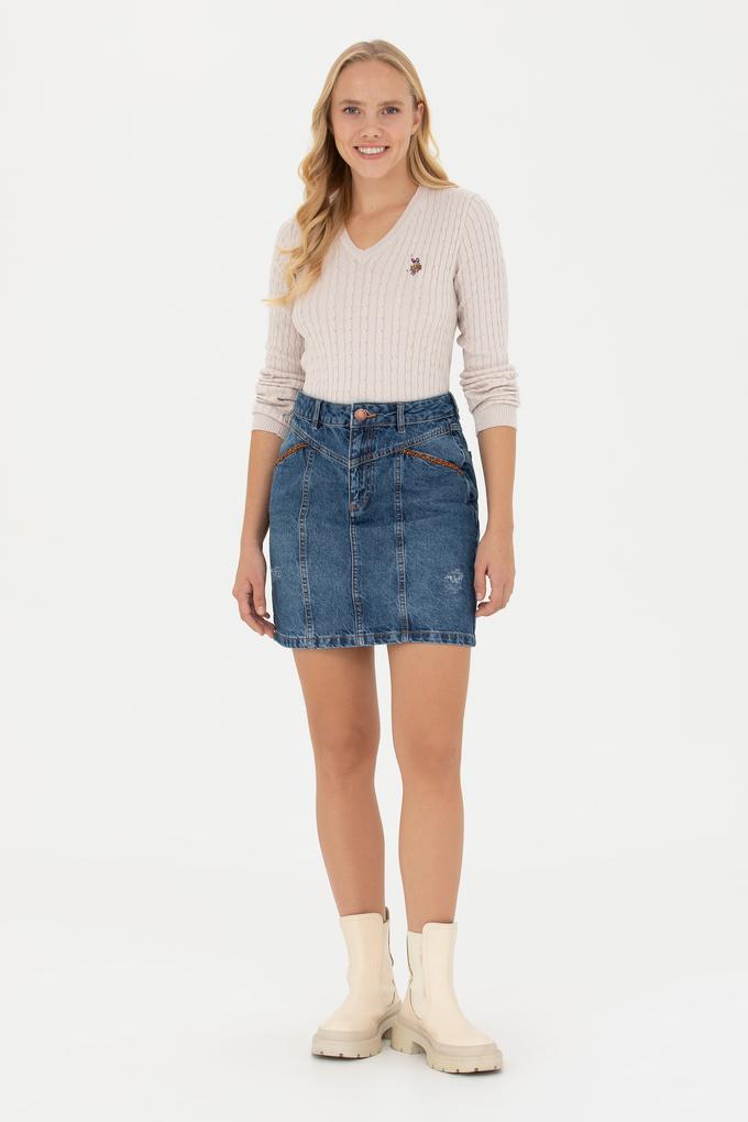 Kadın Mavi Jean Etek