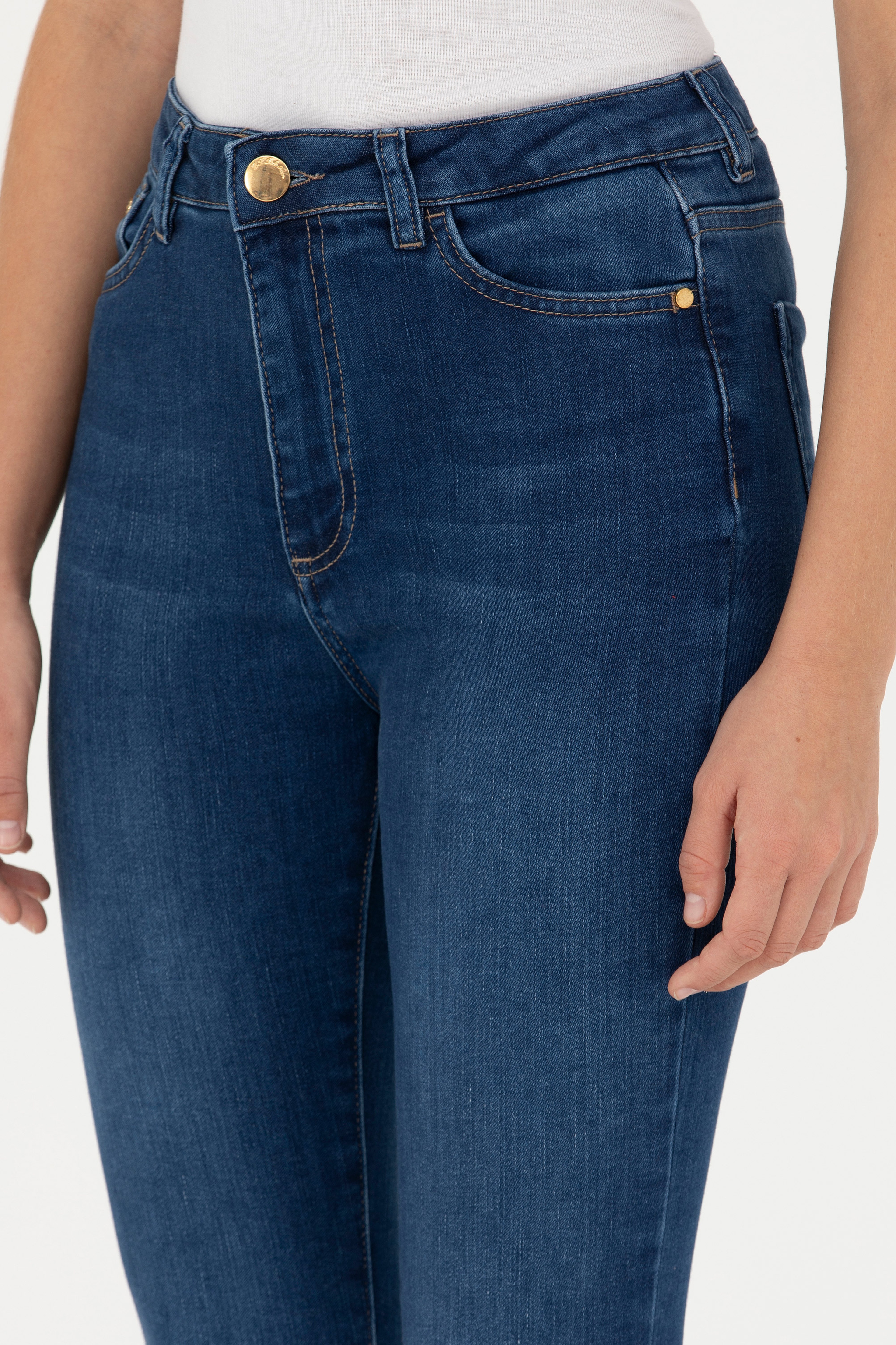 Kadın Koyu Mavi Skinny High Waist Fit Jean Pantolon