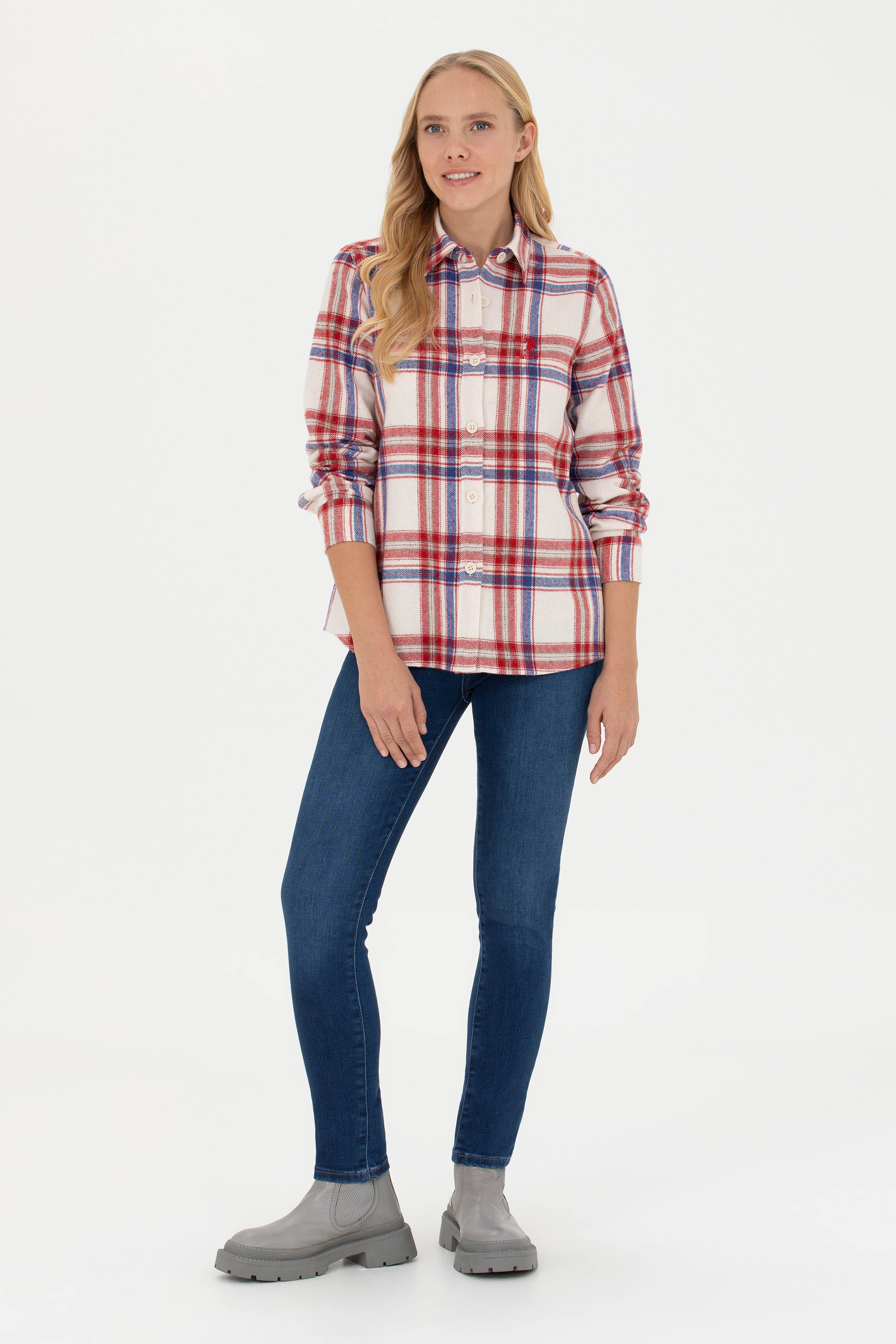 Kadın Koyu Mavi Skinny High Waist Fit Jean Pantolon - Image 1