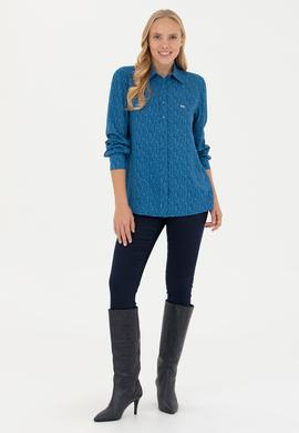 Kadın Petrol Uzun Kollu Gömlek - 50272148026