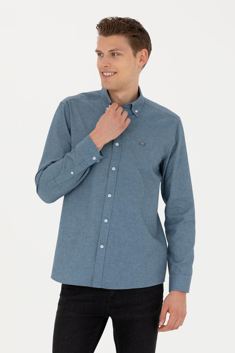 Erkek Açık Mavi Uzun Kollu Gömlek