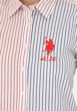 Kadın Kırmızı Uzun Kollu Çizgili Gömlek - 50263884011