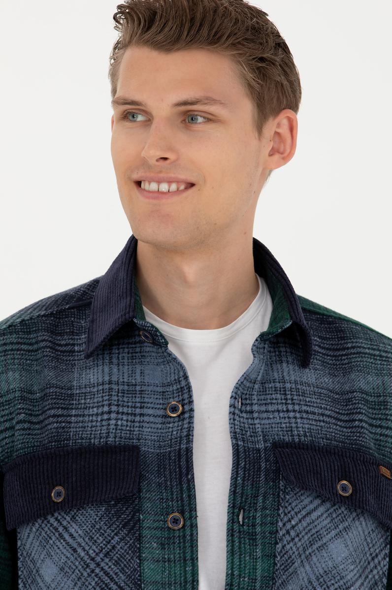 Erkek Petrol Uzun Kollu Gömlek