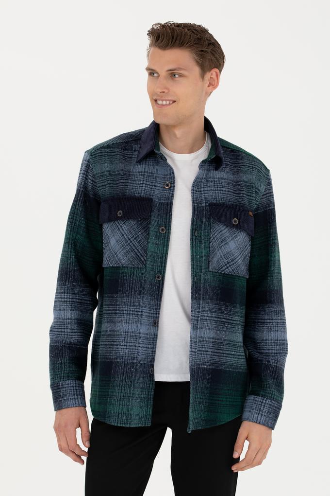 Erkek Petrol Uzun Kollu Gömlek