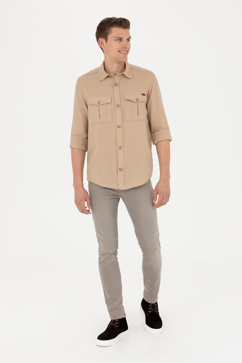 Erkek Kum Uzun Kollu Gömlek - 50279525018