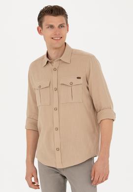 Erkek Kum Uzun Kollu Gömlek - 50279525018