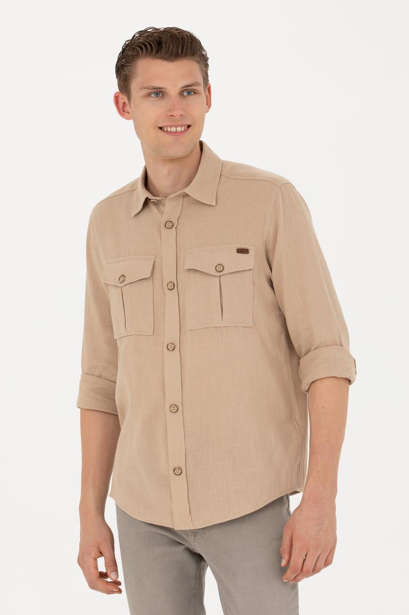 Erkek Kum Uzun Kollu Gömlek