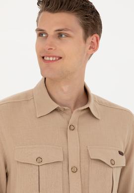 Erkek Kum Uzun Kollu Gömlek - 50279525018