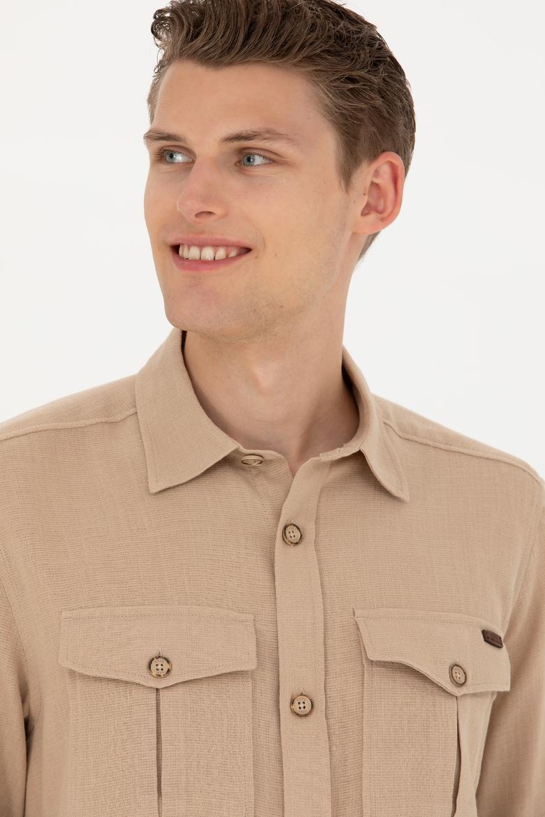 Erkek Kum Uzun Kollu Gömlek - 50279525018