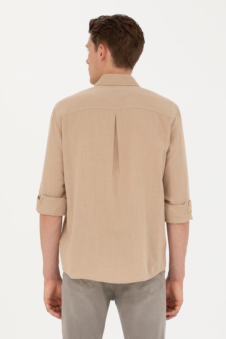 Erkek Kum Uzun Kollu Gömlek - 50279525018