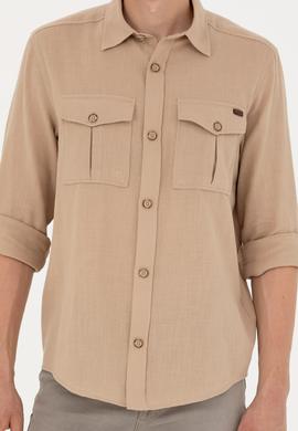 Erkek Kum Uzun Kollu Gömlek - 50279525018