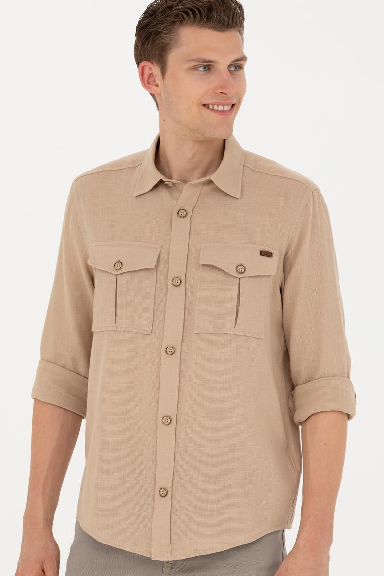 Erkek Kum Uzun Kollu Gömlek - 50279525018
