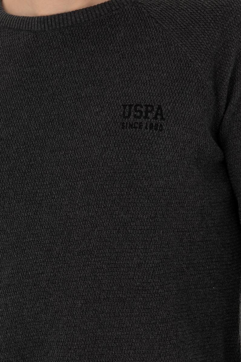 Erkek Antrasit Melanj Bisiklet Yaka Kazak