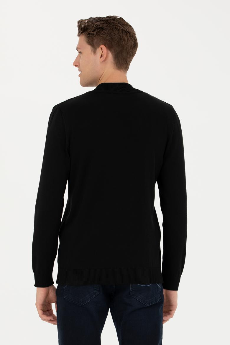 Erkek Siyah Basic Triko Hırka - 50277107060