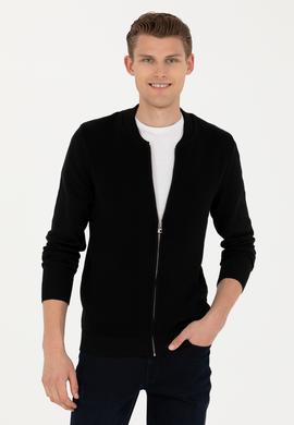 Erkek Siyah Basic Triko Hırka - 50277107060