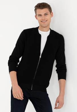 Erkek Siyah Basic Triko Hırka - 50277107060