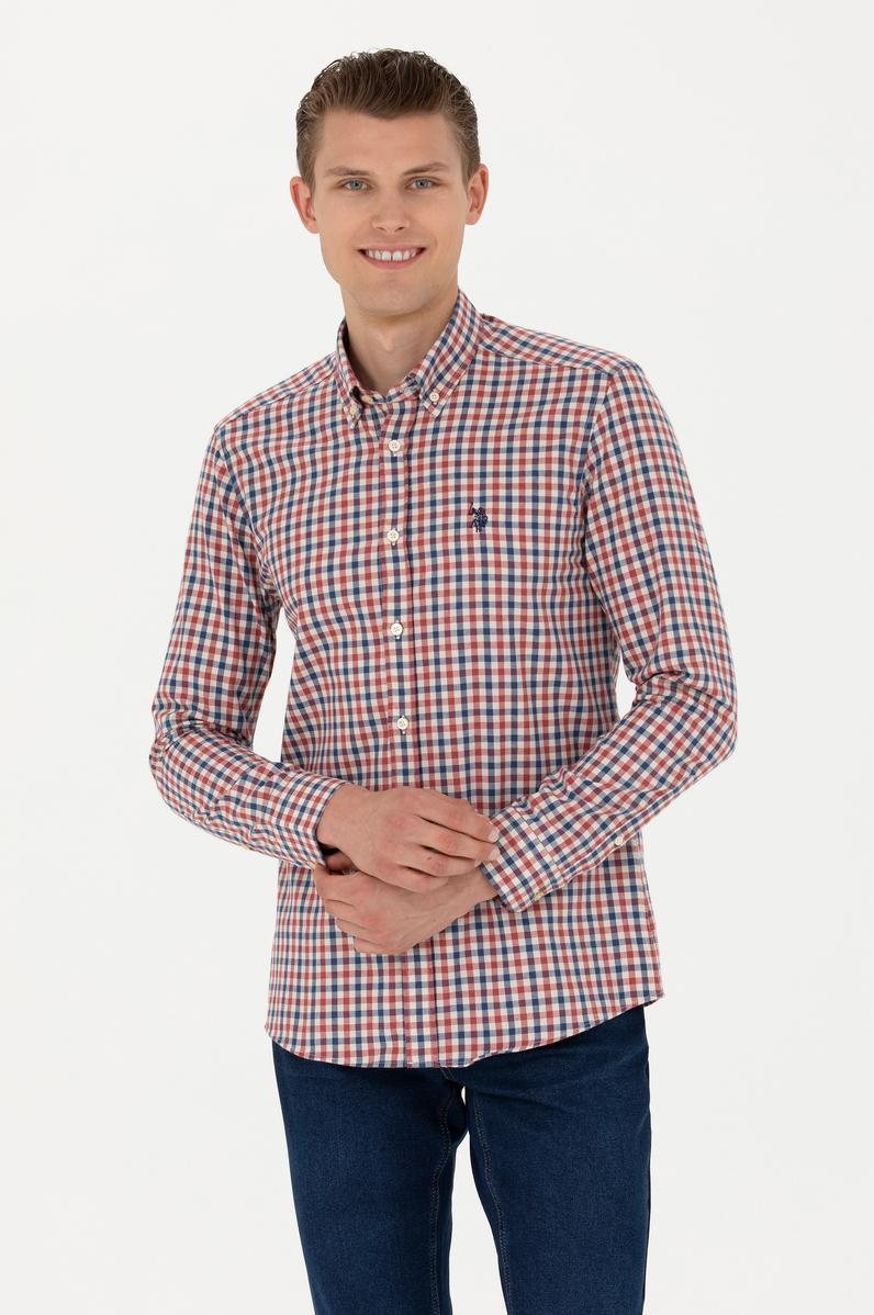 Erkek Bordo Uzun Kollu Gömlek