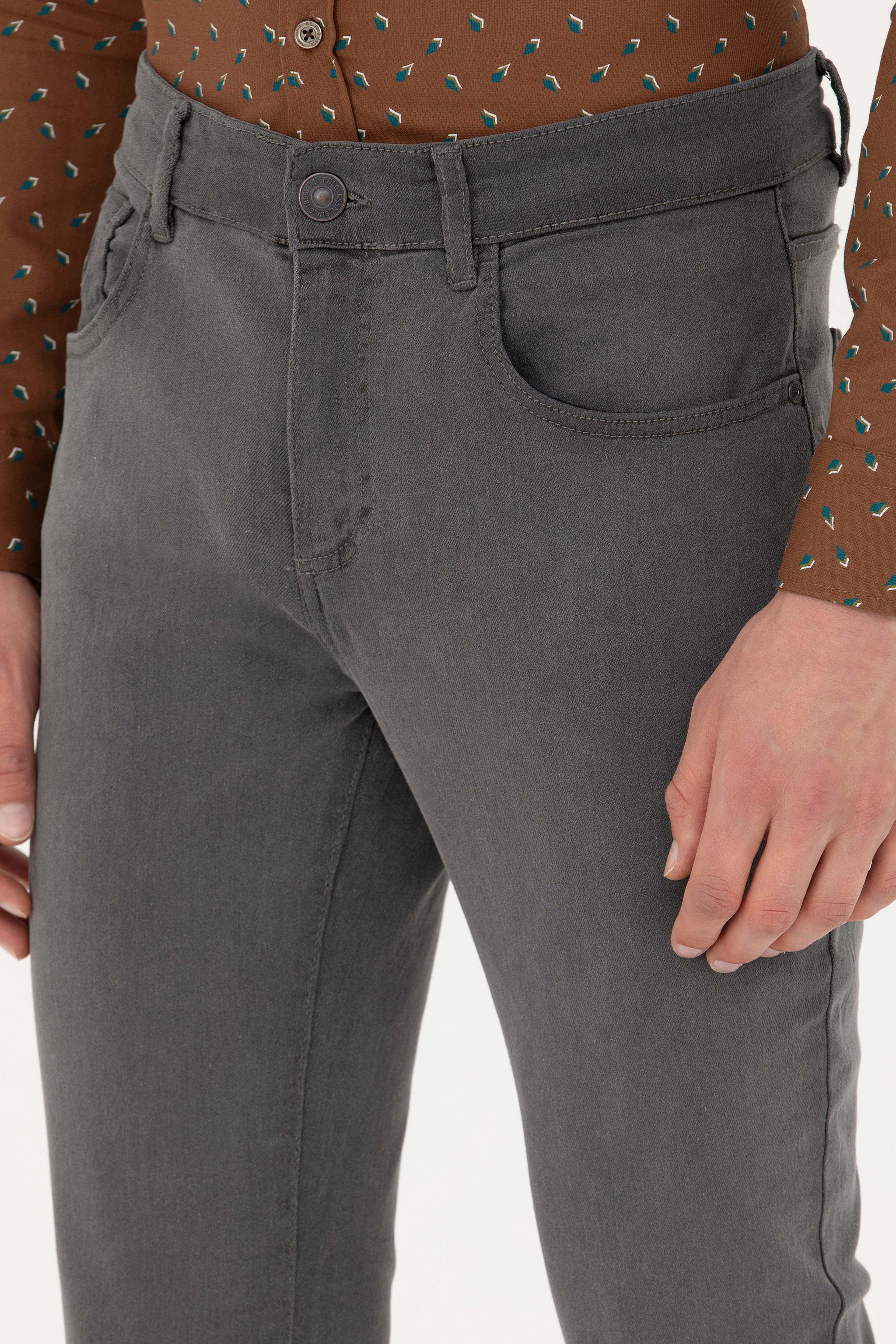 Erkek Gri Jean Pantolon - Image 5