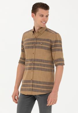 Erkek Açık Haki Uzun Kollu Gömlek - 50272448010