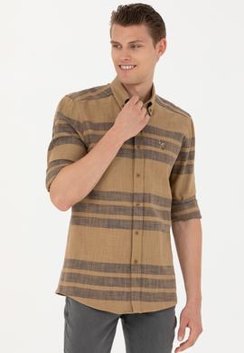 Erkek Açık Haki Uzun Kollu Gömlek - 50272448010