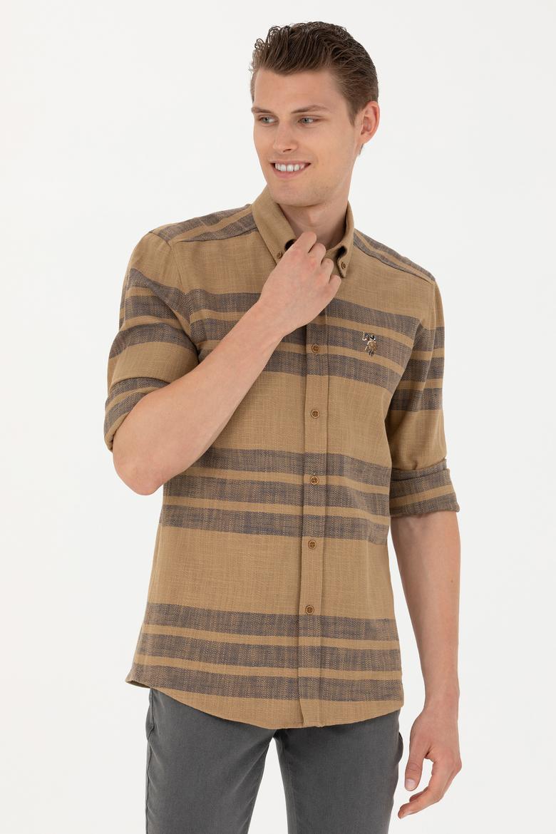 Erkek Açık Haki Uzun Kollu Gömlek - 50272448010