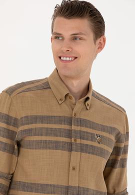 Erkek Açık Haki Uzun Kollu Gömlek - 50272448010