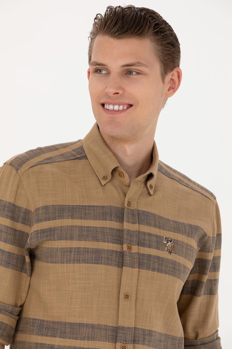 Erkek Açık Haki Uzun Kollu Gömlek - 50272448010