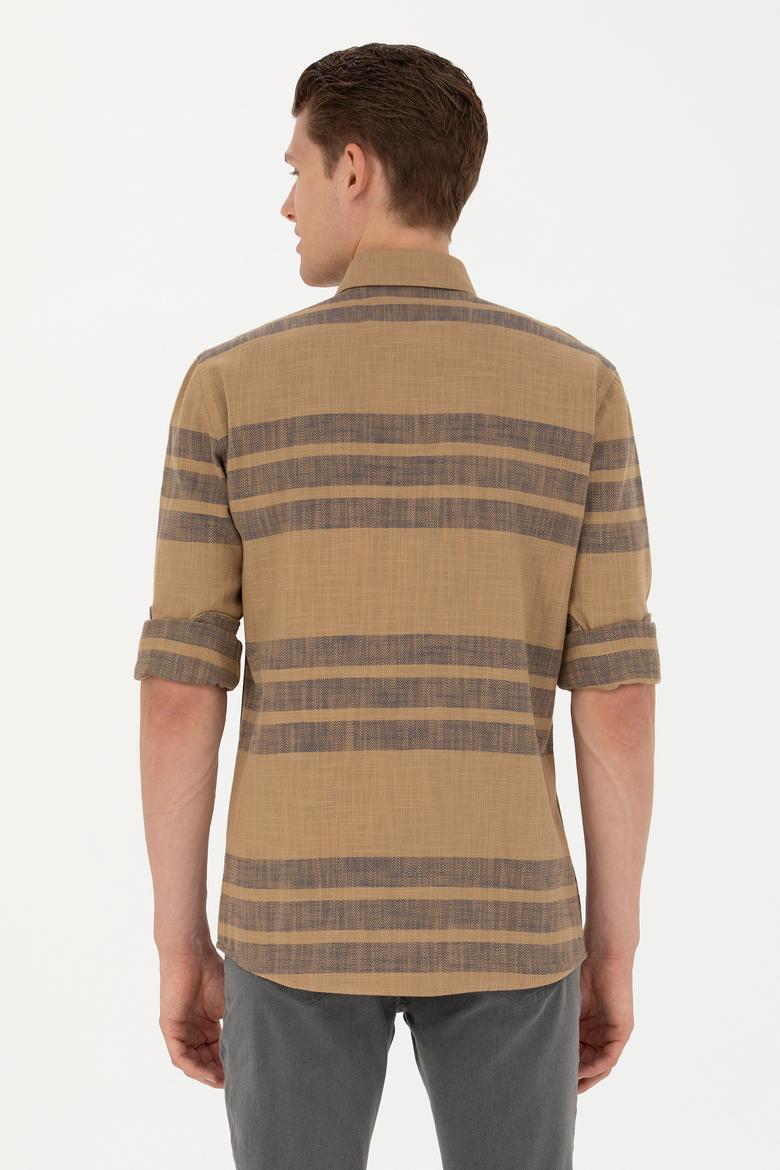 Erkek Açık Haki Uzun Kollu Gömlek - 50272448010