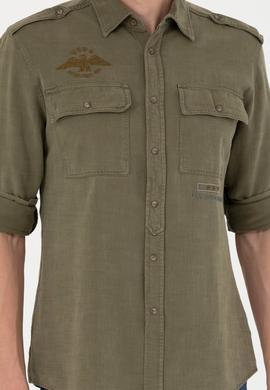 Erkek Haki Uzun Kollu Gömlek - 50272463016