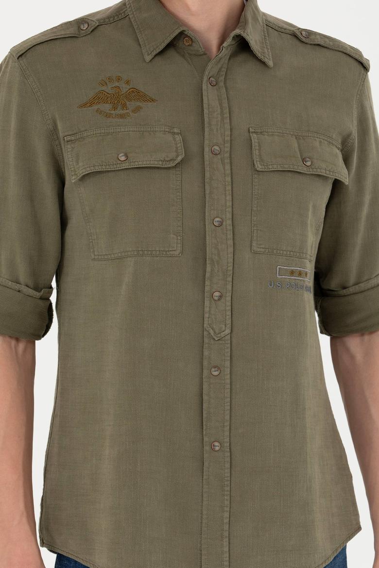 Erkek Haki Uzun Kollu Gömlek - 50272463016