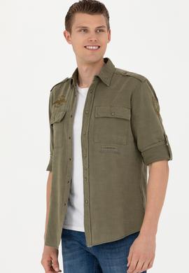 Erkek Haki Uzun Kollu Gömlek - 50272463016