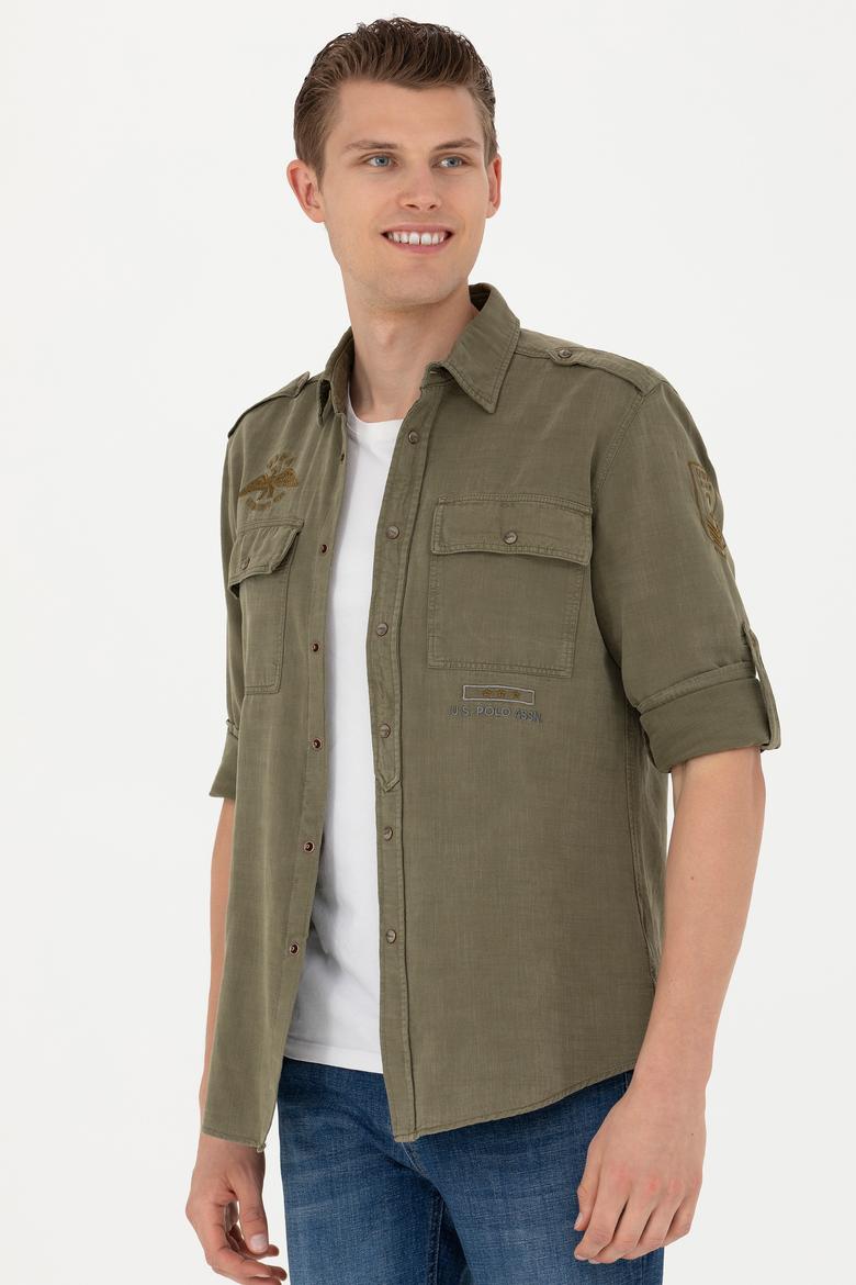 Erkek Haki Uzun Kollu Gömlek - 50272463016