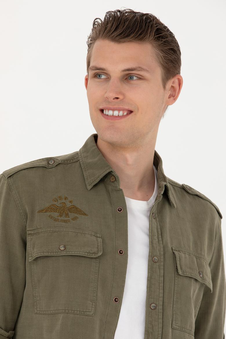 Erkek Haki Uzun Kollu Gömlek - 50272463016