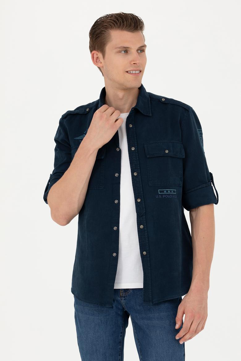 Erkek Lacivert Uzun Kollu Gömlek