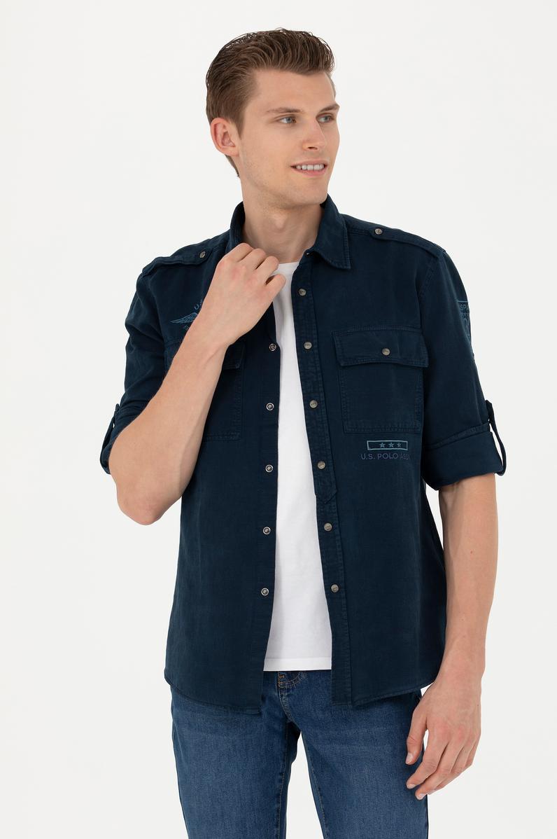 Erkek Lacivert Uzun Kollu Gömlek