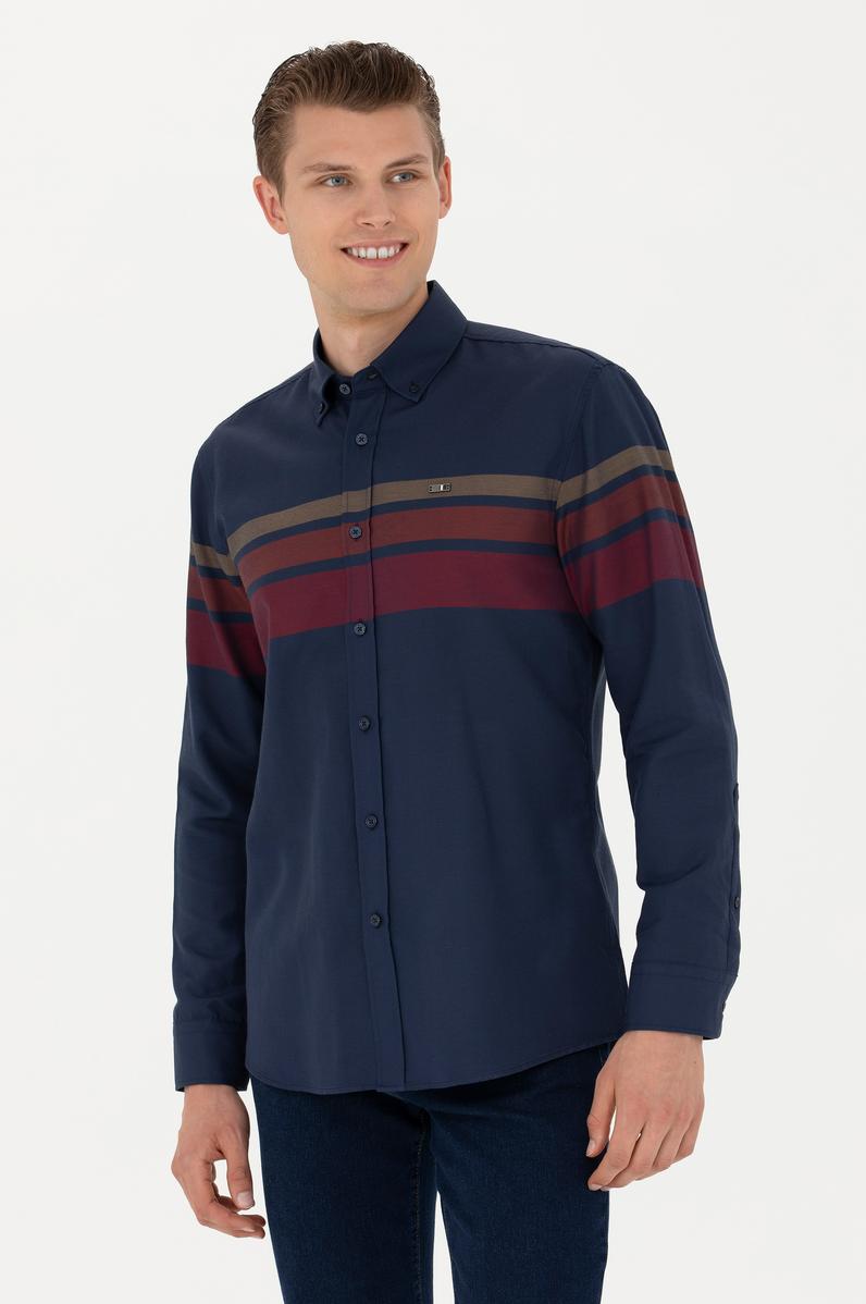 Erkek Lacivert Uzun Kollu Gömlek