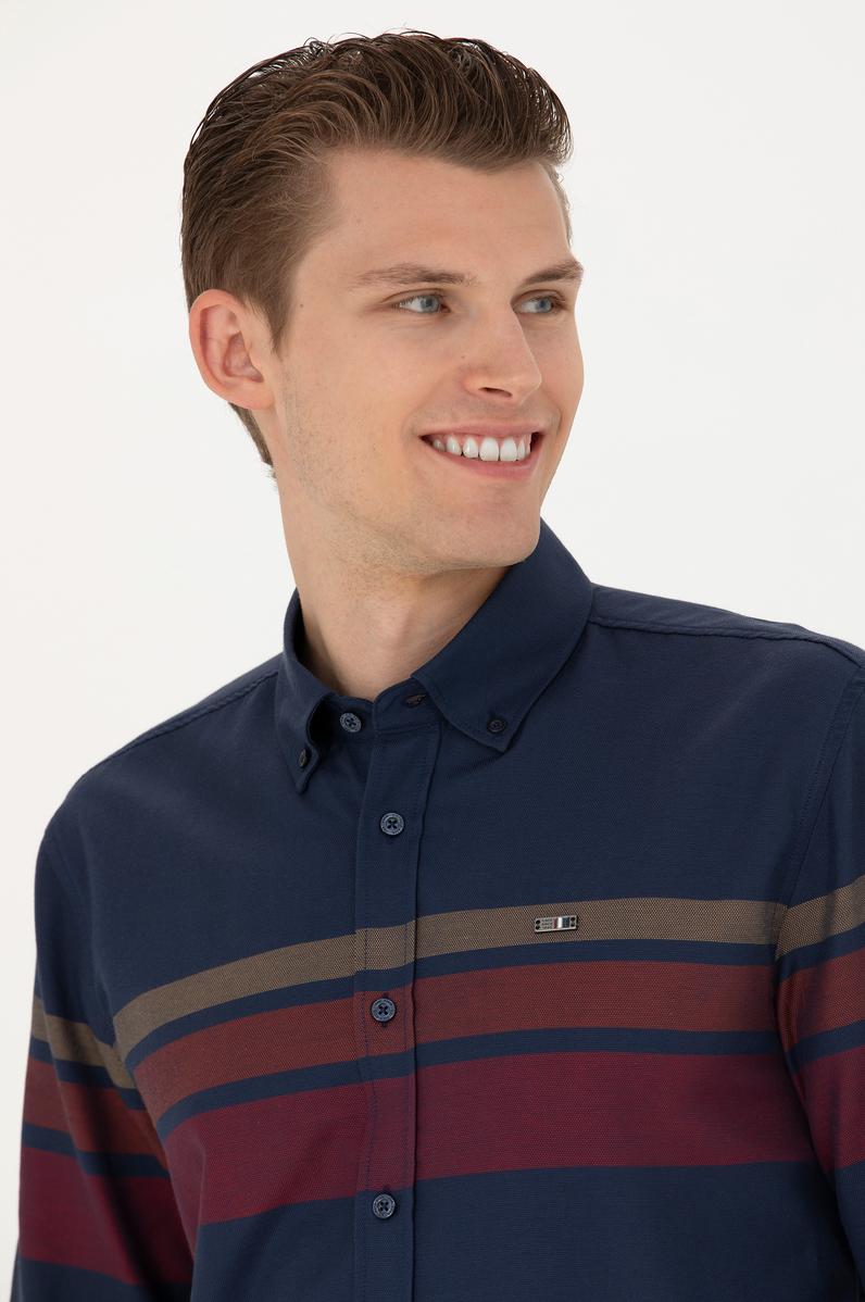 Erkek Lacivert Uzun Kollu Gömlek