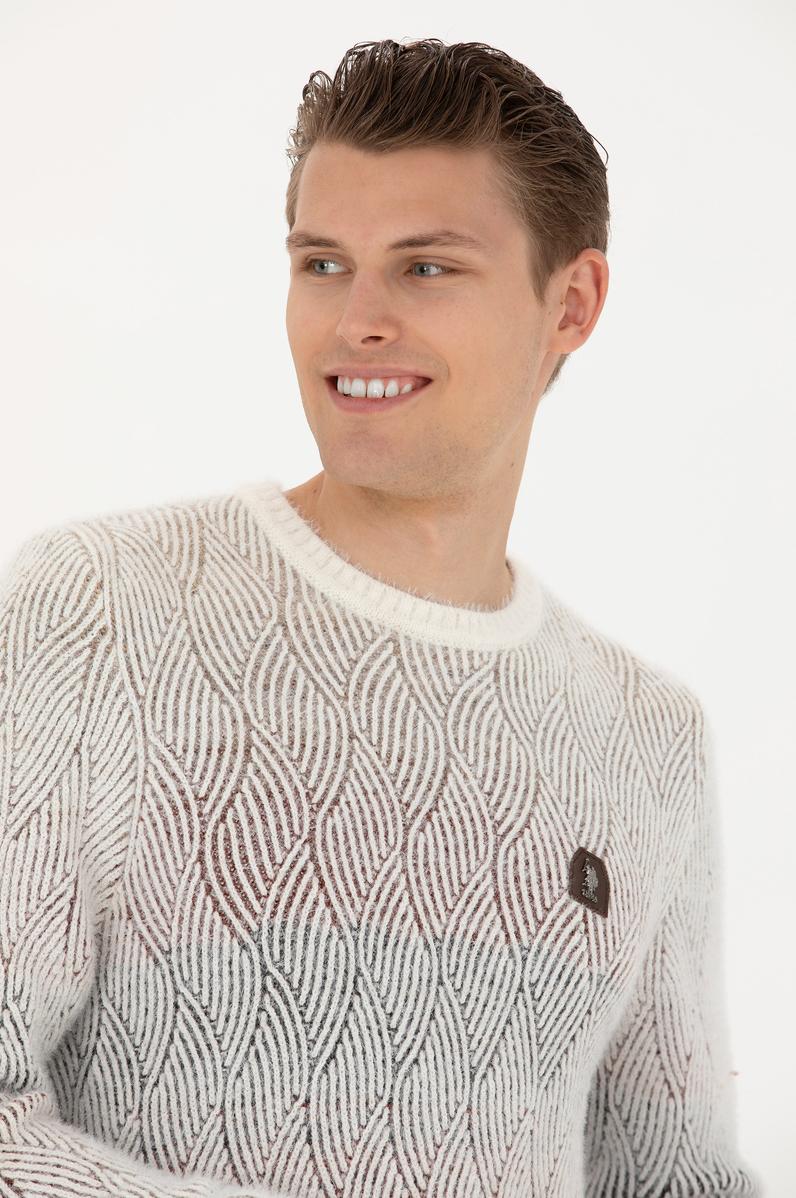 Erkek Krem Bisiklet Yaka Kazak