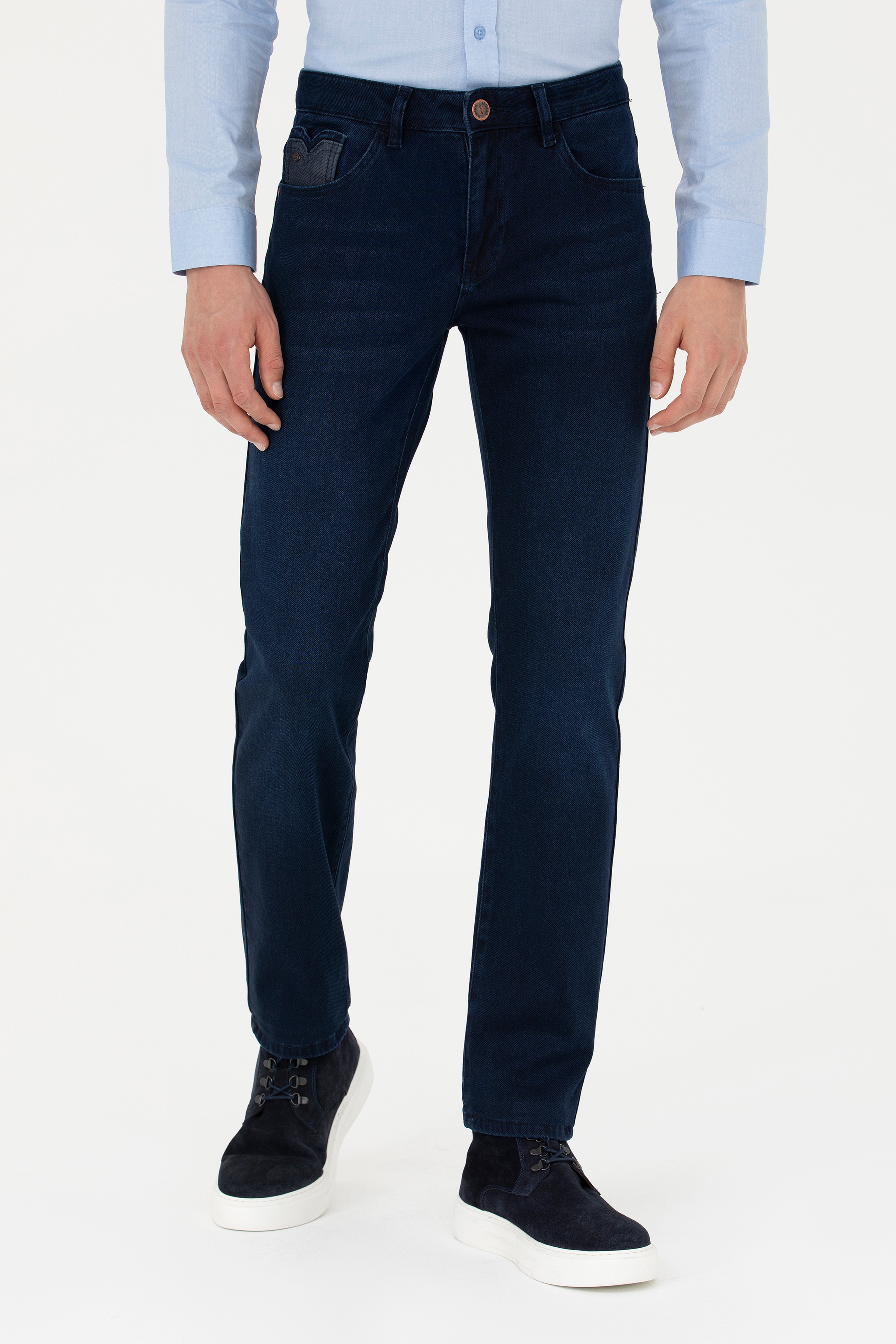 Erkek Lacivert Jean Pantolon - Image 2