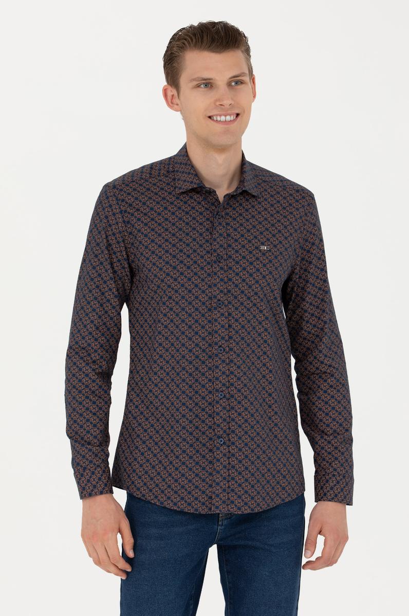 Erkek Lacivert Uzun Kollu Gömlek