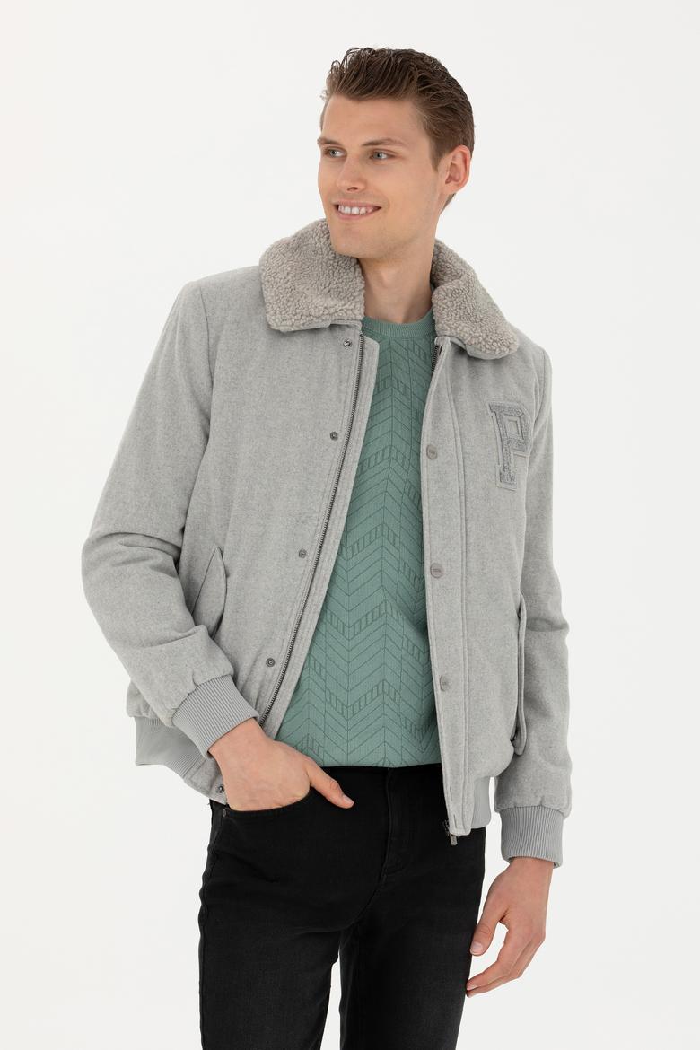 Erkek Gri Kaşe Mont