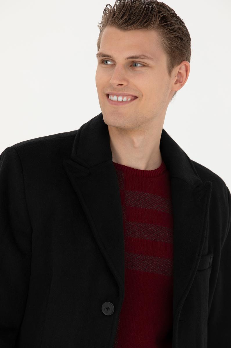 Erkek Siyah Kaşe Kaban