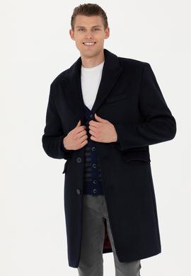 Erkek Lacivert Kaşe Kaban - 50275563012