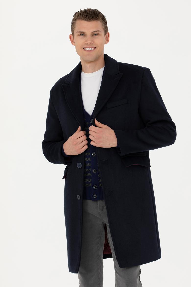 Erkek Lacivert Kaşe Kaban